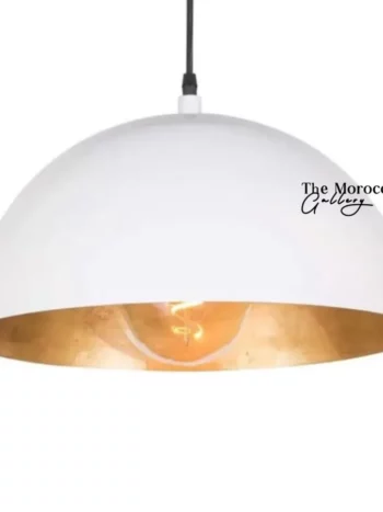 white Gold Dome Lamp - TheMoroccanGallery.com