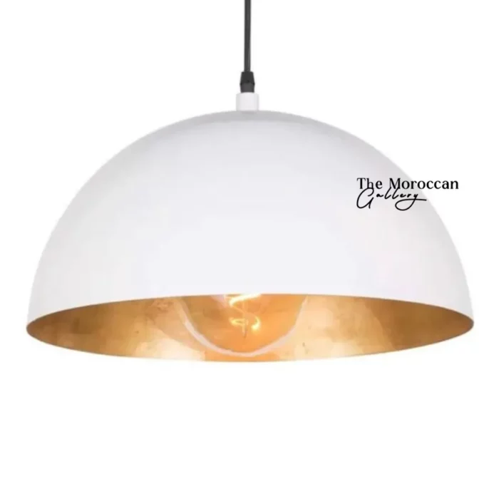 white Gold Dome Lamp - TheMoroccanGallery.com
