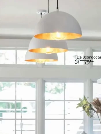white Gold Dome Lamp - TheMoroccanGallery.com