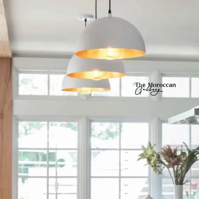 white Gold Dome Lamp - TheMoroccanGallery.com