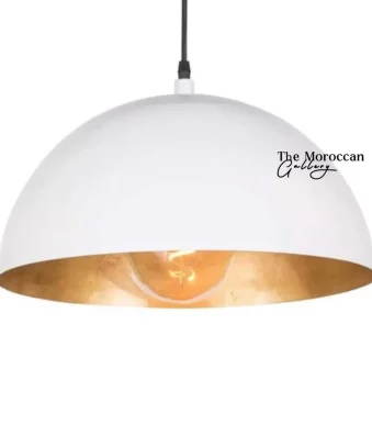 white Gold Dome Lamp - TheMoroccanGallery.com
