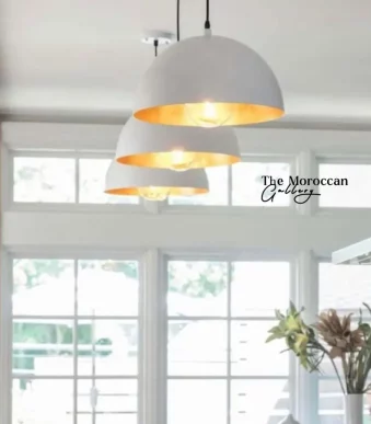 white Gold Dome Lamp - TheMoroccanGallery.com